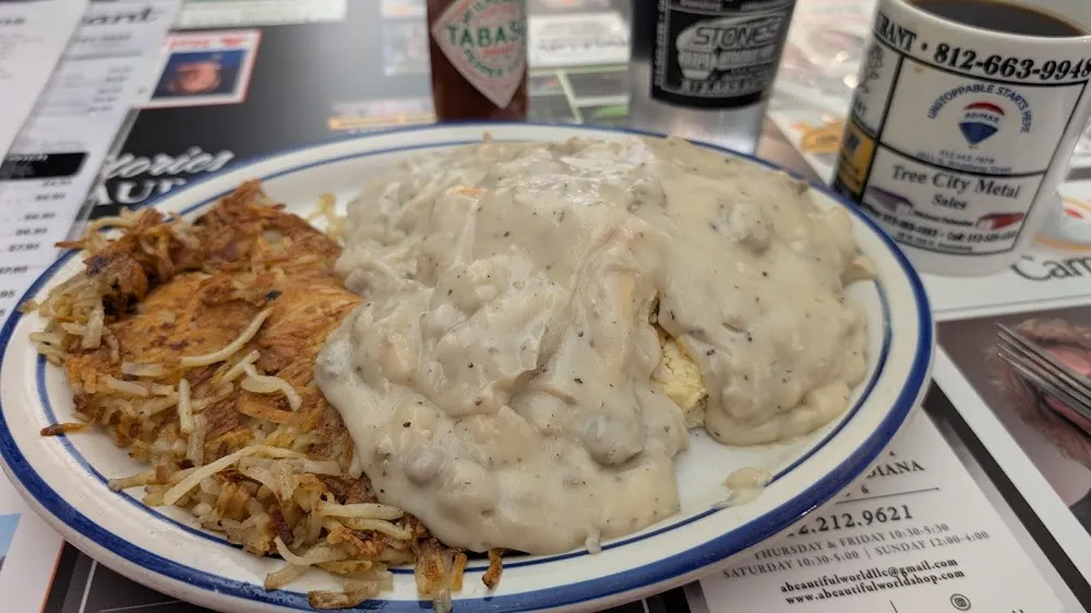 Biscuits and Gravy with Hash Browns